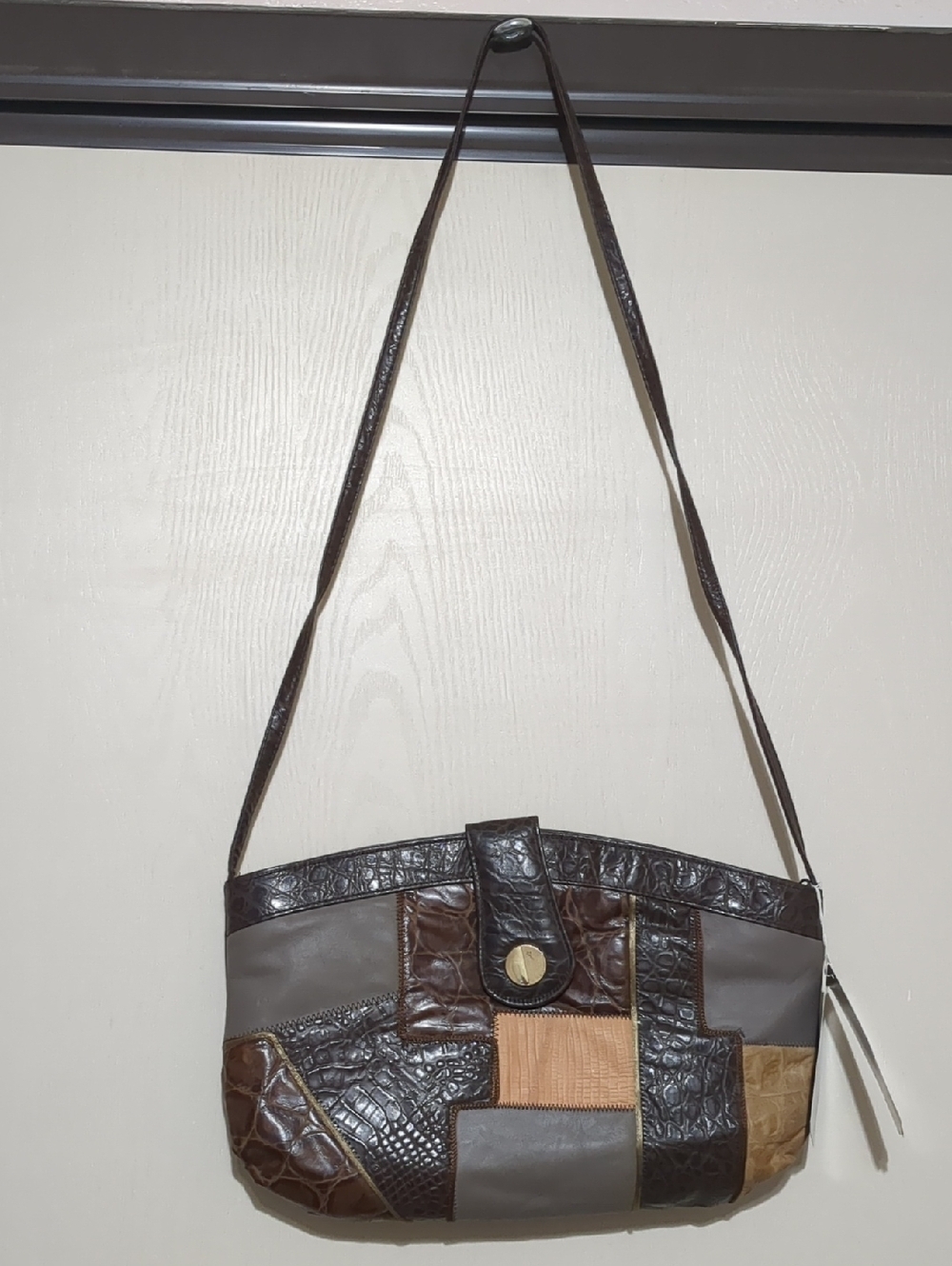 Vintage Fifth Avenue by Diran saks Patchwork Leather Shoulder Bag Brown NWT